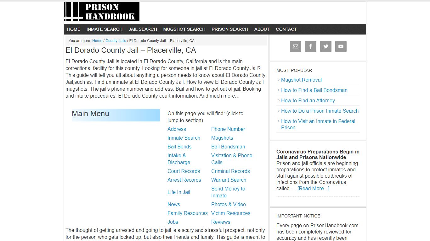 El Dorado County Jail – Placerville, CA - Prison Handbook