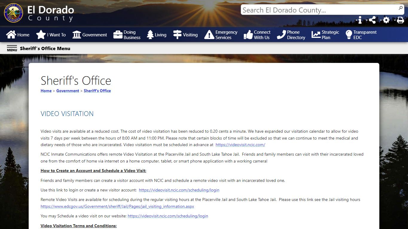 Video Visitation - El Dorado County, California