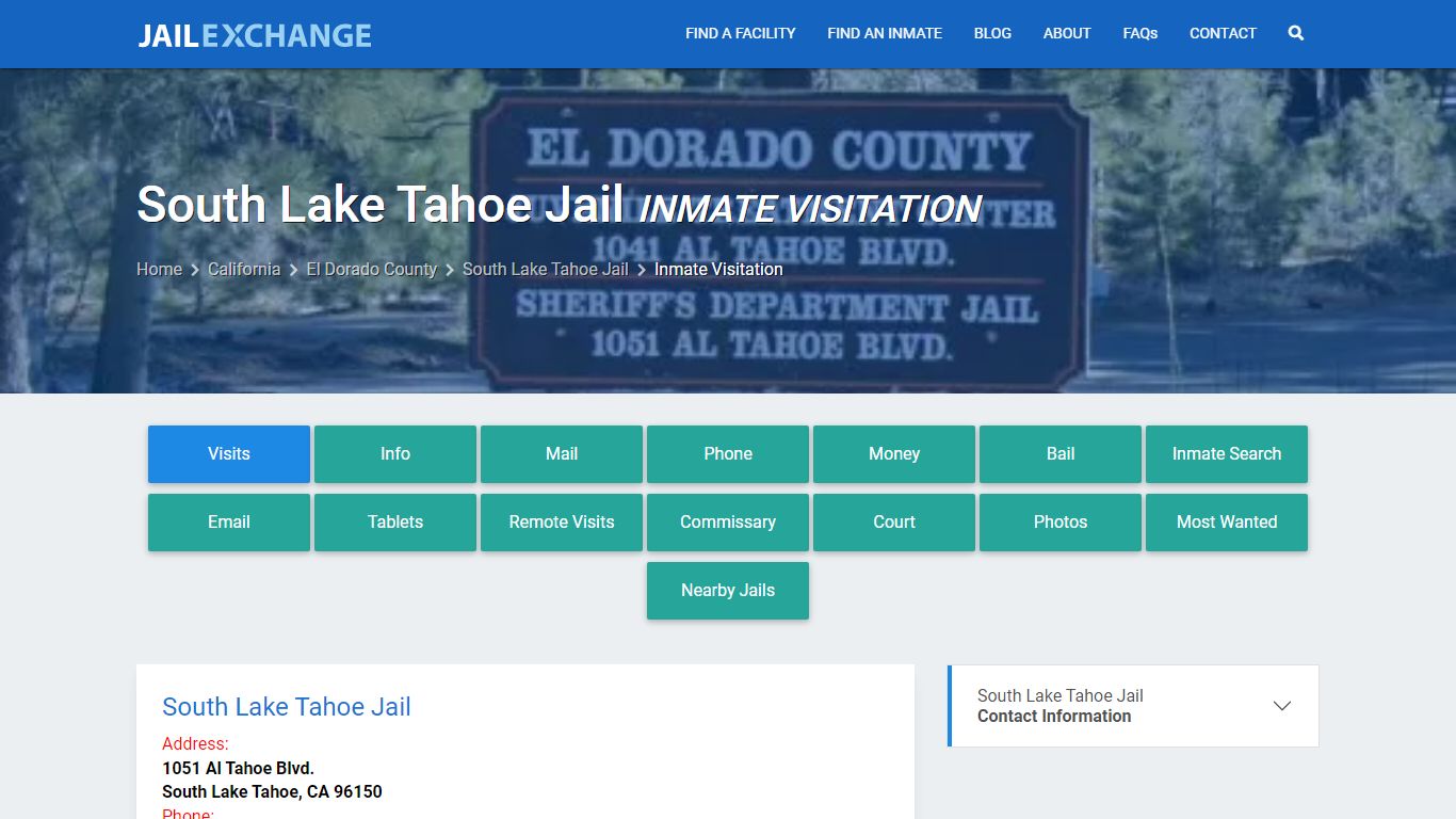 Inmate Visitation - South Lake Tahoe Jail, CA - Jail Exchange